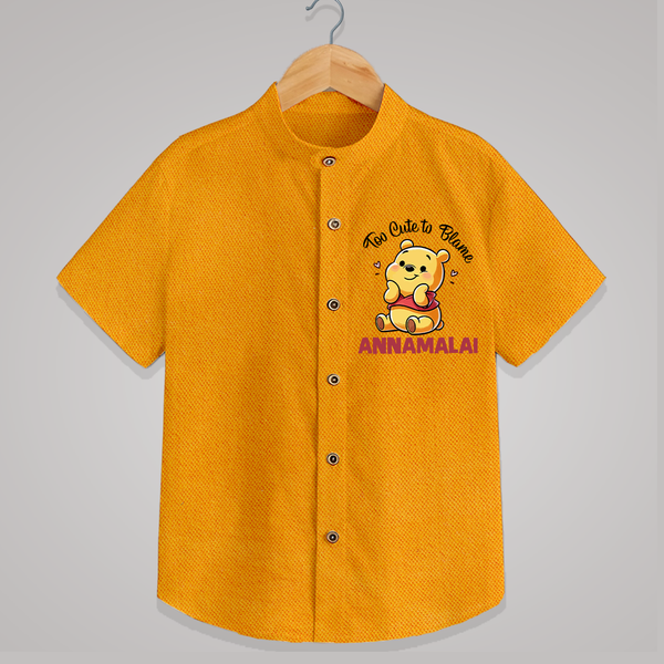 Too Cute To Blame Personalized Shirt - CHROME YELLOW - 0 - 6 Months Old (Chest 23")