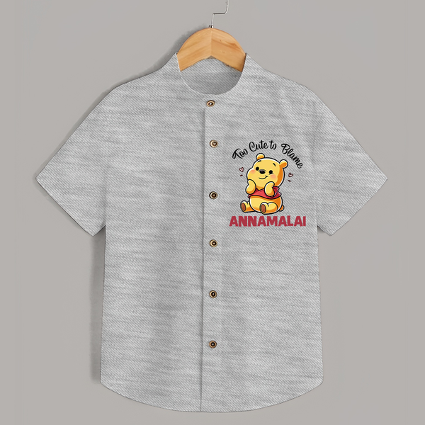Too Cute To Blame Personalized Shirt - GREY - 0 - 6 Months Old (Chest 23")