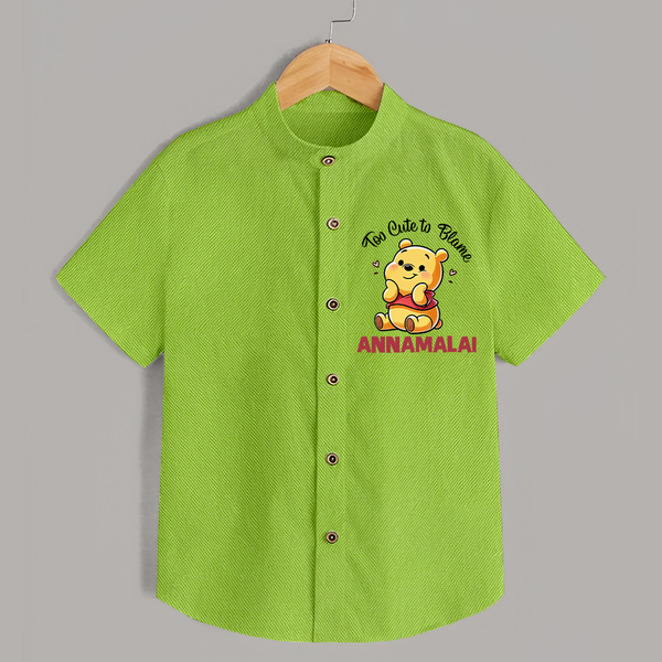 Too Cute To Blame Personalized Shirt - LIME GREEN - 0 - 6 Months Old (Chest 23")