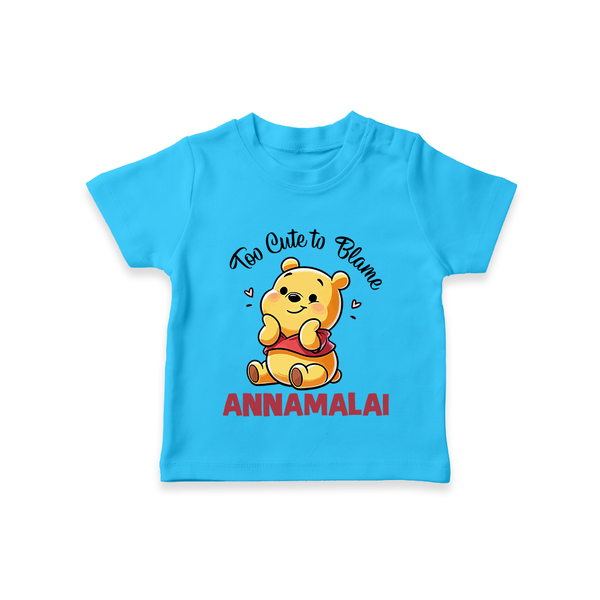 Too Cute To Blame Personalized TShirt - SKY BLUE - 0-5 Months Old (Chest 17")