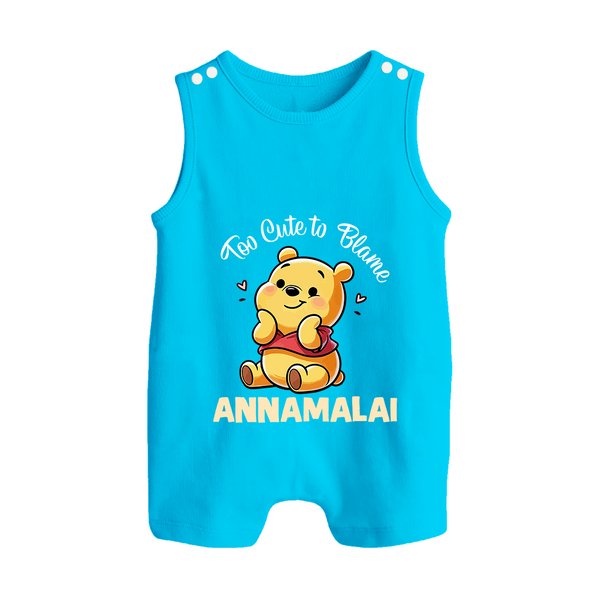 Too Cute To Blame Personalized Button Romper - SKY BLUE - New Born (Chest 18")