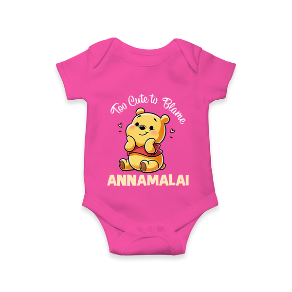 Too Cute To Blame Personalized Romper - HOT PINK - New Born (Chest 14")