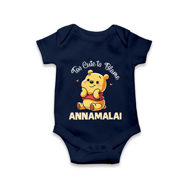 Too Cute To Blame Personalized Romper - NAVY BLUE - New Born (Chest 14")
