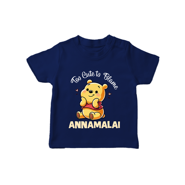 Too Cute To Blame Personalized TShirt - NAVY BLUE - 0-5 Months Old (Chest 17")