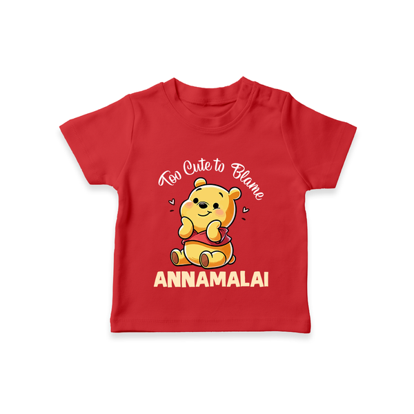 Too Cute To Blame Personalized TShirt - RED - 0-5 Months Old (Chest 17")