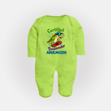 Certified Troublemaker Personalized Full Body Suit - LIME GREEN - New Born (Chest 7.5")