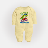 Certified Troublemaker Personalized Full Body Suit - PASTEL YELLOW - New Born (Chest 7.5")