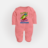 Certified Troublemaker Personalized Full Body Suit - PEACH - New Born (Chest 7.5")