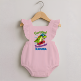 Certified Troublemaker Personalized Romper Frock - BABY PINK - 0 - 3 Months Old (Chest 19")