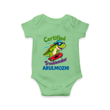 Certified Troublemaker Personalized Romper - GREEN - New Born (Chest 14")