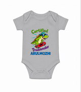 Certified Troublemaker Personalized Romper - GREY - New Born (Chest 14")
