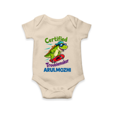 Certified Troublemaker Personalized Romper - IVORY - New Born (Chest 14")