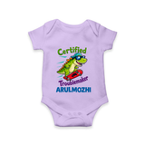 Certified Troublemaker Personalized Romper - LILAC - New Born (Chest 14")