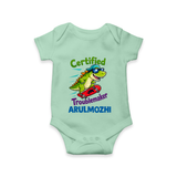 Certified Troublemaker Personalized Romper - MINT GREEN - New Born (Chest 14")