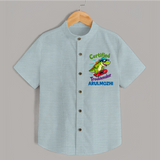Certified Troublemaker Personalized Shirt - ARCTIC BLUE - 0 - 6 Months Old (Chest 23")