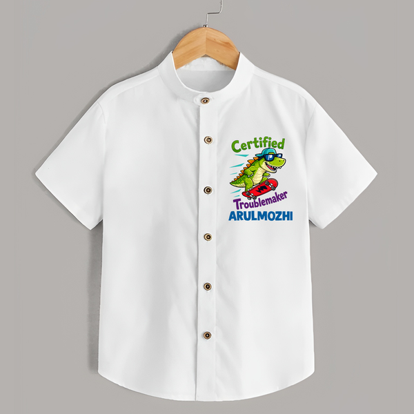 Certified Troublemaker Personalized Shirt - WHITE - 0 - 6 Months Old (Chest 23")