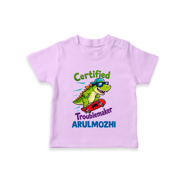 Certified Troublemaker Personalized TShirt - LILAC - 0-5 Months Old (Chest 17")