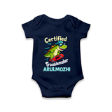 Certified Troublemaker Personalized Romper - NAVY BLUE - New Born (Chest 14")