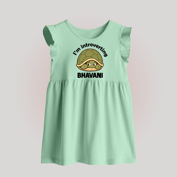 I'm Introverting Personalized Baby Frock - MINT GREEN - 0 - 3 Months Old (Chest 17")