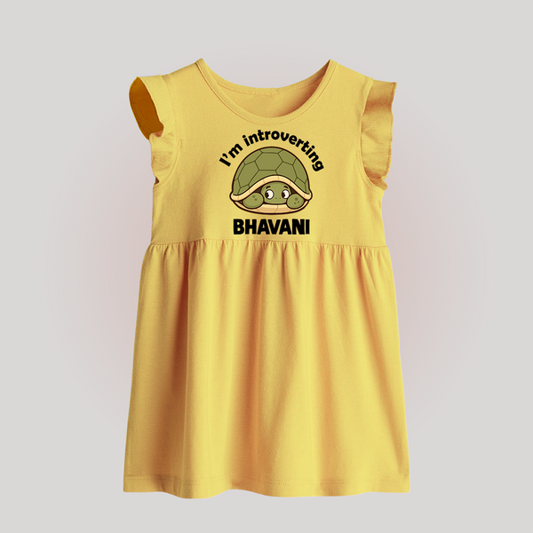 I'm Introverting Personalized Baby Frock - PASTEL YELLOW - 0 - 3 Months Old (Chest 17")