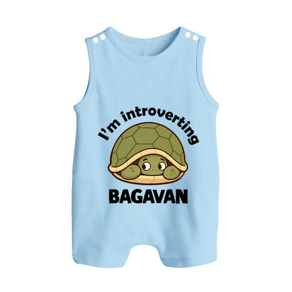 I'm Introverting Personalized Button Romper - BABY BLUE - New Born (Chest 18")