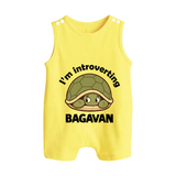 I'm Introverting Personalized Button Romper - PASTEL YELLOW - New Born (Chest 18")