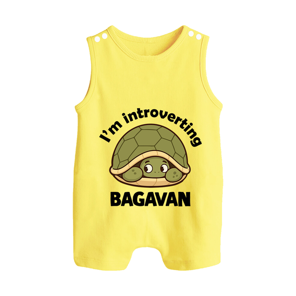 I'm Introverting Personalized Button Romper - PASTEL YELLOW - New Born (Chest 18")