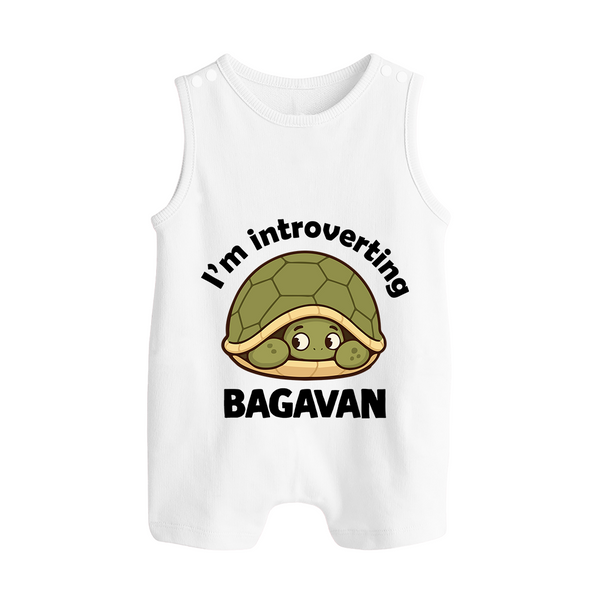 I'm Introverting Personalized Button Romper - WHITE - New Born (Chest 18")