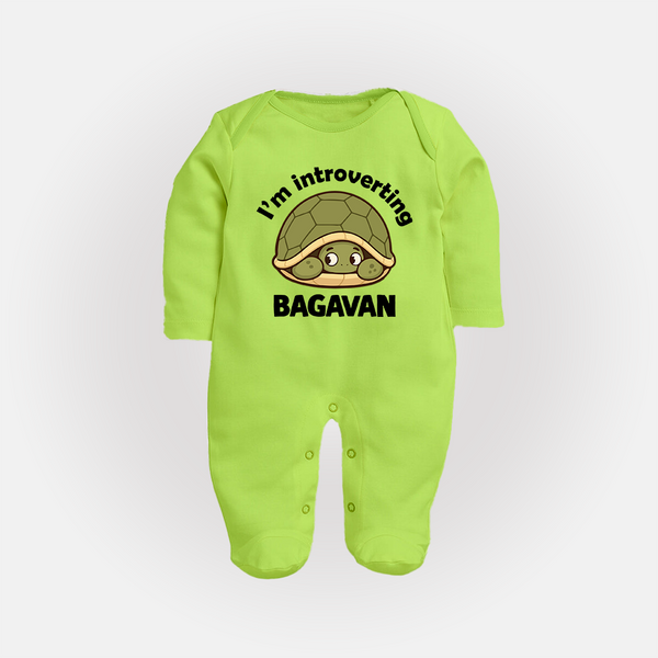 I'm Introverting Personalized Full Body Suit - LIME GREEN - New Born (Chest 7.5")