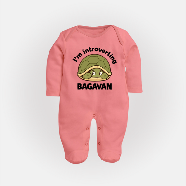I'm Introverting Personalized Full Body Suit - PEACH - New Born (Chest 7.5")