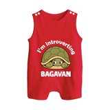 I'm Introverting Personalized Button Romper - RED - New Born (Chest 18")