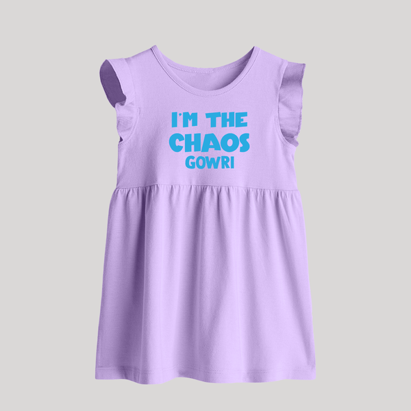 I'm The Chaos Personalized Baby Frock - LILAC - 0 - 3 Months Old (Chest 17")