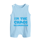 I'm The Chaos Personalized Button Romper - BABY BLUE - New Born (Chest 18")