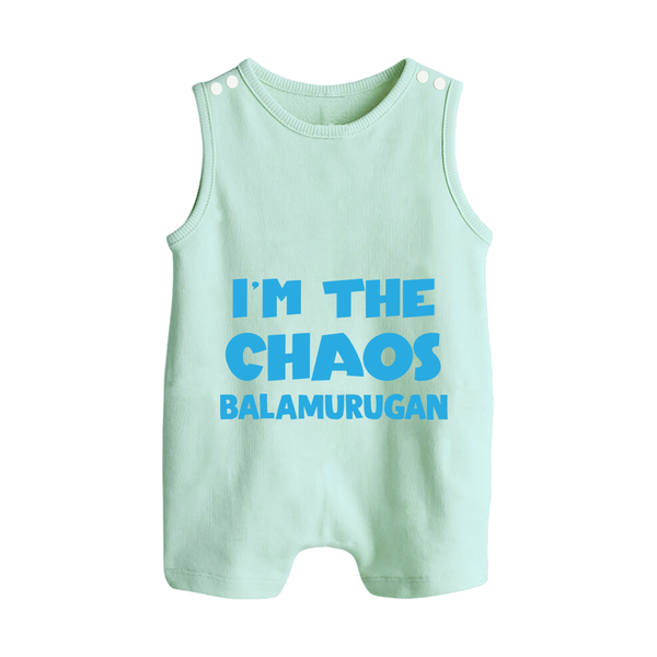 I'm The Chaos Personalized Button Romper - MINT GREEN - New Born (Chest 18")