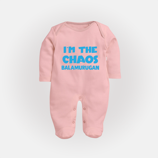 I'm The Chaos Personalized Full Body Suit - BABY PINK - New Born (Chest 7.5")