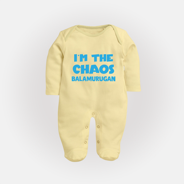 I'm The Chaos Personalized Full Body Suit - PASTEL YELLOW - New Born (Chest 7.5")