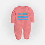 I'm The Chaos Personalized Full Body Suit - PEACH - New Born (Chest 7.5")
