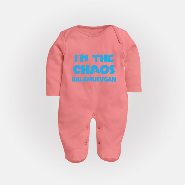 I'm The Chaos Personalized Full Body Suit - PEACH - New Born (Chest 7.5")