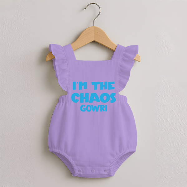 I'm The Chaos Personalized Romper Frock - LILAC - 0 - 3 Months Old (Chest 19")