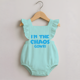 I'm The Chaos Personalized Romper Frock - MINT GREEN - 0 - 3 Months Old (Chest 19")