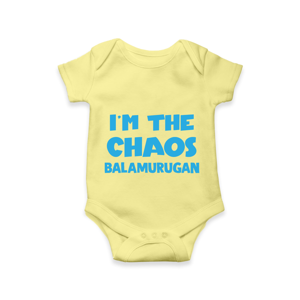 I'm The Chaos Personalized Romper - PASTEL YELLOW - New Born (Chest 14")