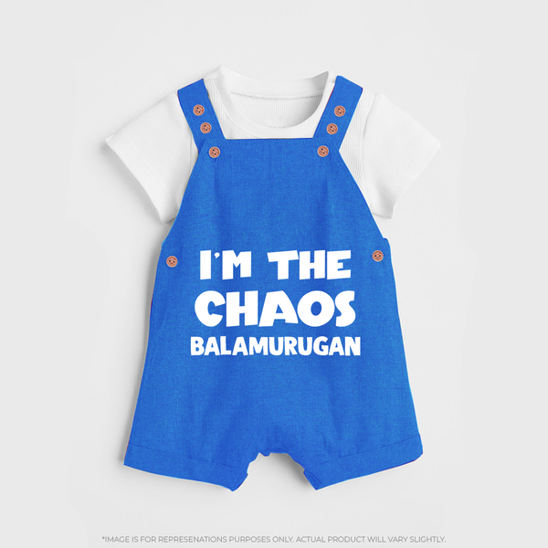 I'm The Chaos Personalized Dungaree - COBALT BLUE - 0 - 5 Months Old (Chest 18")