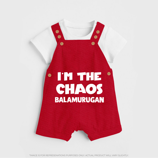 I'm The Chaos Personalized Dungaree - RED - 0 - 5 Months Old (Chest 18")