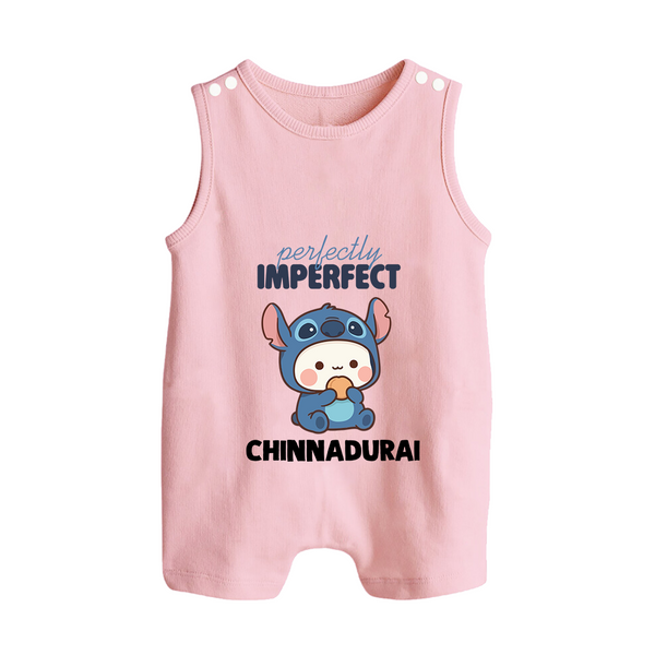 Perfectly Imperfect Personalized Button Romper - BABY PINK - New Born (Chest 18")