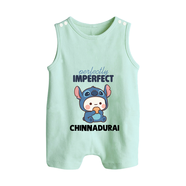 Perfectly Imperfect Personalized Button Romper - MINT GREEN - New Born (Chest 18")