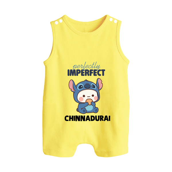 Perfectly Imperfect Personalized Button Romper - PASTEL YELLOW - New Born (Chest 18")