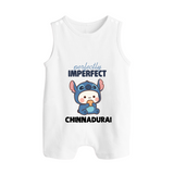 Perfectly Imperfect Personalized Button Romper - WHITE - New Born (Chest 18")