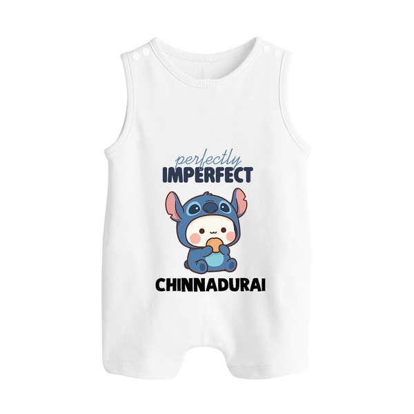 Perfectly Imperfect Personalized Button Romper - WHITE - New Born (Chest 18")