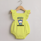 Perfectly Imperfect Personalized Romper Frock - PASTEL YELLOW - 0 - 3 Months Old (Chest 19")