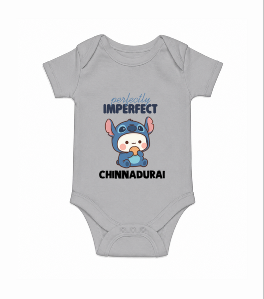 Perfectly Imperfect Personalized Romper - GREY - New Born (Chest 14")